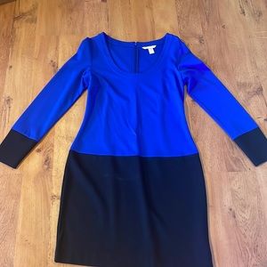 Blue and black long sleeve dress